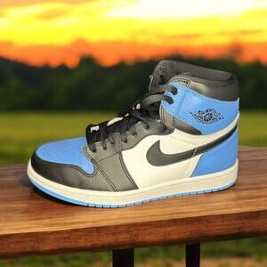 NIKE AIR JORDAN 1 RETRO HIGH OG UNC TOE BLUE WHITE MEN'S 8